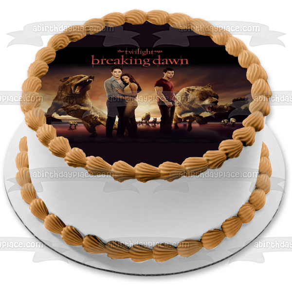 The Twilight Saga: Breaking Dawn Part 1 Bella Edward Jacob Wolves Edible Cake Topper Image ABPID54581 Hot on Sale