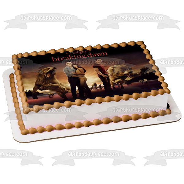 The Twilight Saga: Breaking Dawn Part 1 Bella Edward Jacob Wolves Edible Cake Topper Image ABPID54581 Hot on Sale