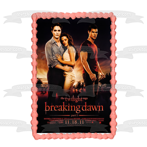 The Twilight Saga: Breaking Dawn Part 1 Movie Poster Edward Bella Jacob Edible Cake Topper Image ABPID54586 Online Hot Sale