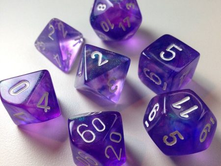 Borealis: 7pc Dice Set Purple White Hot on Sale